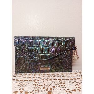 Brahmin Black Pearl Mask Croc Embossed Melbourne Mini Envelope Leather Case